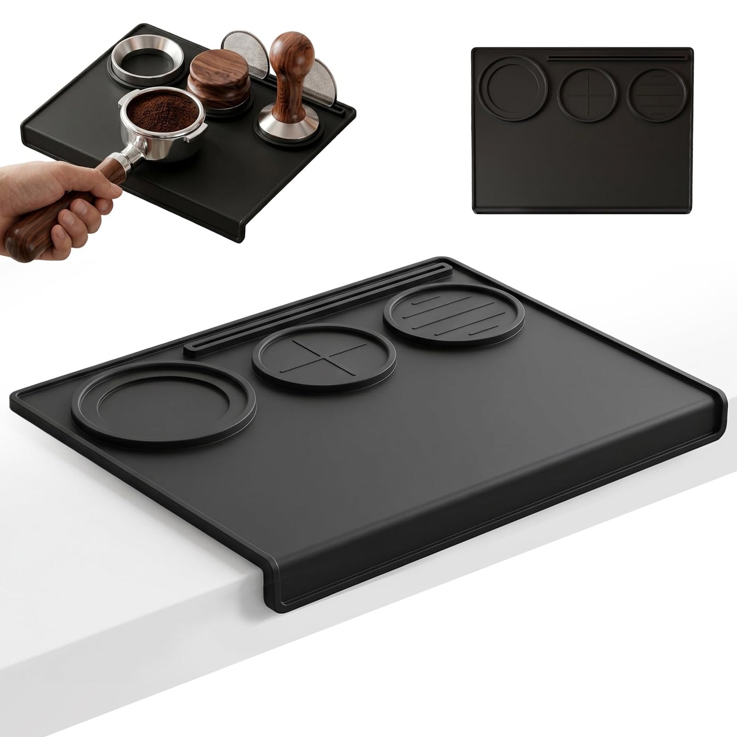 Loprfonase Espresso Tamping Mat, 90° Corner Silicone Coffee Tamper Mat