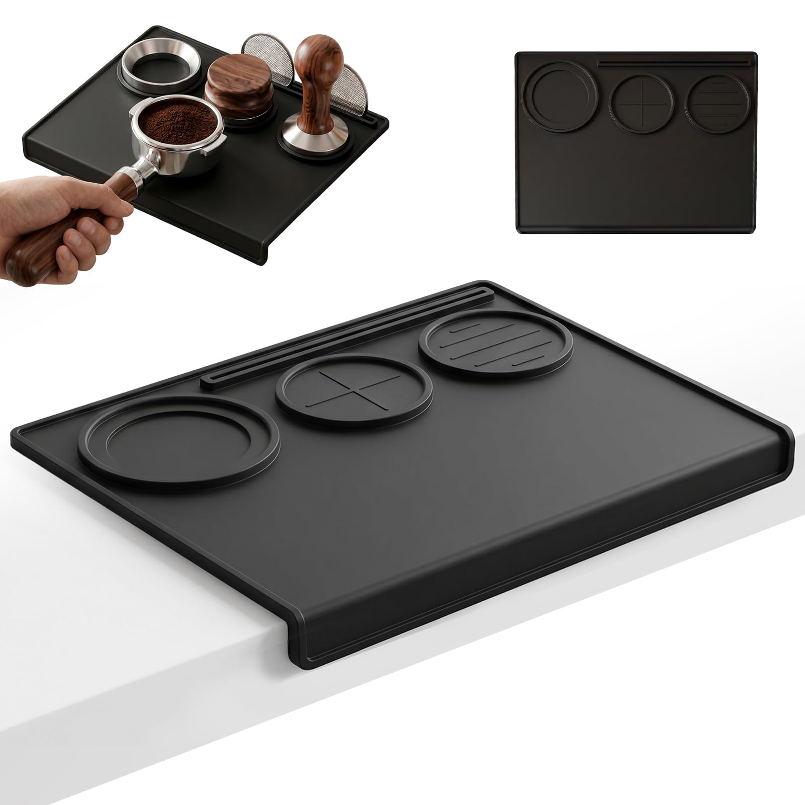 Loprfonase Espresso Tamping Mat, 90° Corner Silicone Coffee Tamper Mat