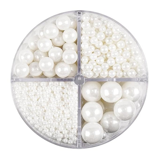 White Pearls, Sprinkles, Edible Pearl Sprinkles for Cake Decorating, 150g/5.29oz, Food Grade, Baking Cake Decoration & Cupcake Topper, Wedding Party Valentines Supplies