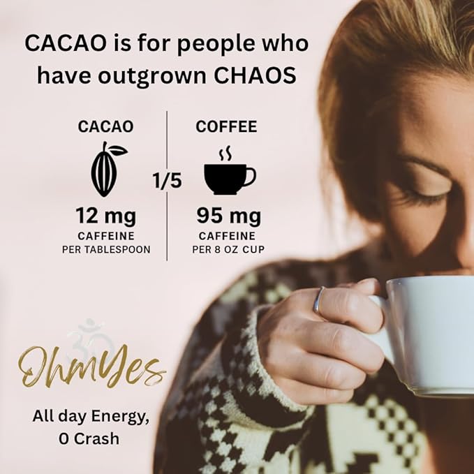Ohm Raw Cacao Powder Organic Pure Unsweetened | Natural Source of Magnesium & Iron | Organic Chocolate Baking Powder/Drink Mix (33 Servings)