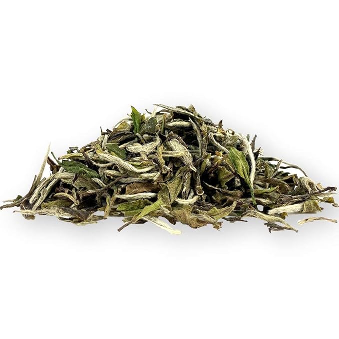 TIAN HU SHAN Premium White Tea Loose Leaf, Original Bai Mu Dan with a Light & Fresh Delicate Flavor, Low Caffeine, Hot & Cold Brew 4 Ounce (Pack of 1)
