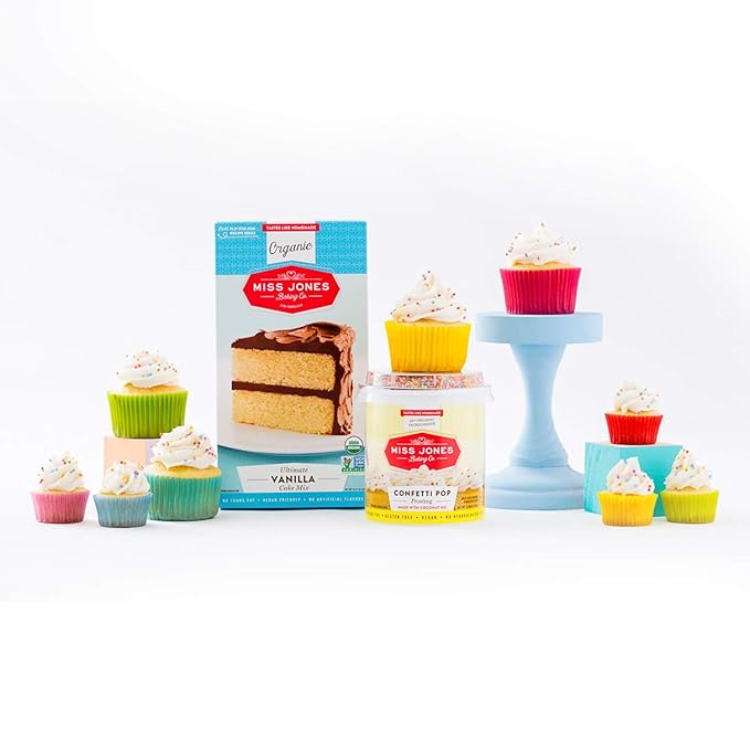 Miss Jones Baking 90% Organic Birthday Buttercream Frosting, Perfect for Icing and Decorating, Vegan-Friendly: Confetti Pop (Pack of 6)
