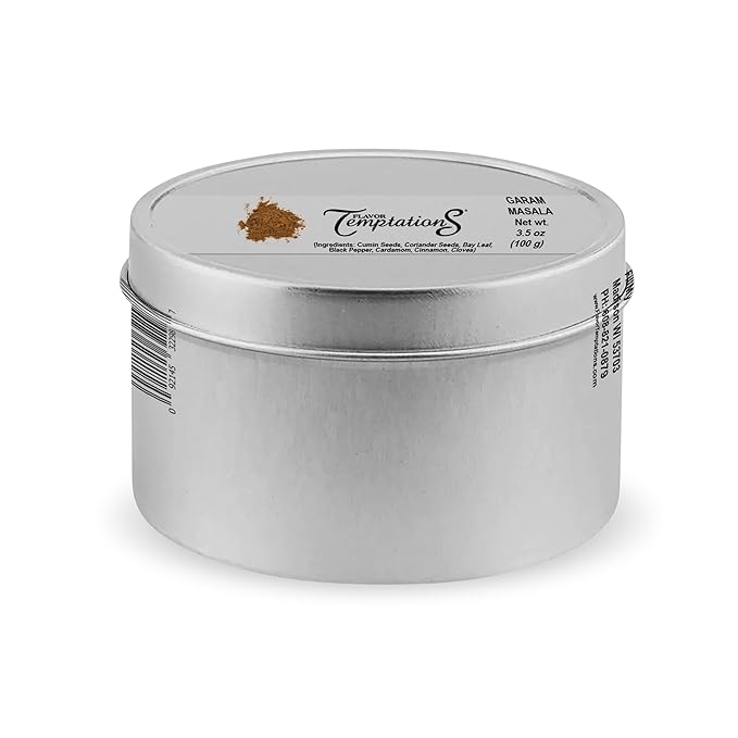 Garam Masala Powder Indian Food Seasoning, Organic 7 Spice Blend, All Natural, Gluten free, Salt free, Vegan, by Flavor Temptations ??1 Tin, 3.5 oz (100 g)
