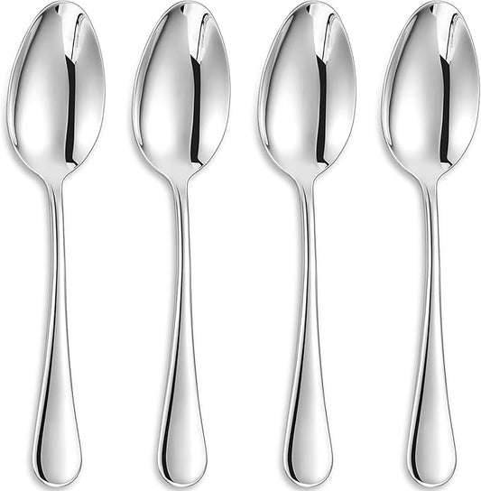 KEAWELL Premium Verona 4-Piece 9 inch Spoon Set ??18/10 Stainless Steel, Heavy-Duty Mirror-Finished Silverware for Daily Meals, Hosting and Special Occasions (4, Serving Spoons)