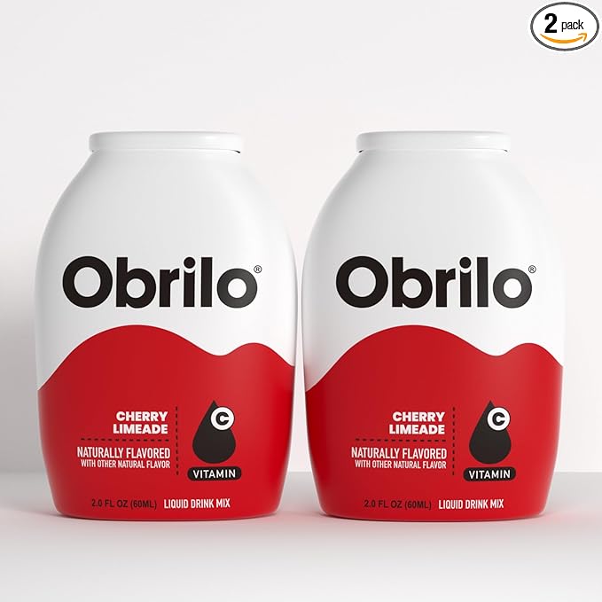 Obrilo Water Enhancer Liquid Flavoring Drops - ZERO Sugar/Calorie, Dye Free, Naturally Flavored Drink Syrup, 2.0 fl oz x 2 Bottles for Kids & Adults (Cherry Limeade)