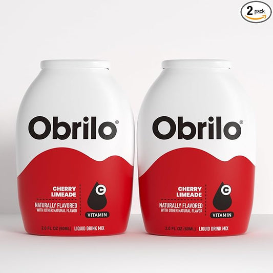 Obrilo Water Enhancer Liquid Flavoring Drops - ZERO Sugar/Calorie, Dye Free, Naturally Flavored Drink Syrup, 2.0 fl oz x 2 Bottles for Kids & Adults (Cherry Limeade)