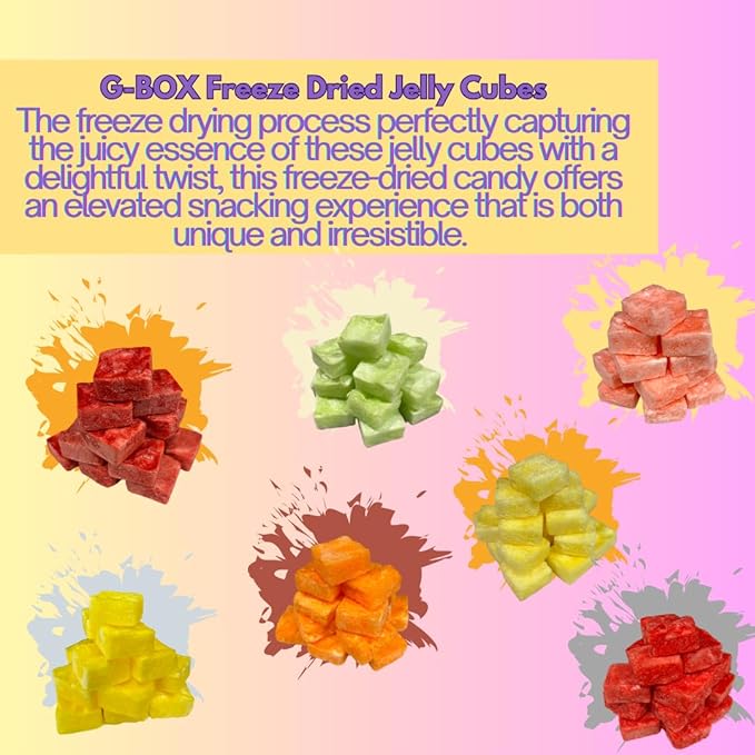 G-Box Freeze-Dried Lime Jello Cubes - 4 oz | USA-Made Freeze Dried Jelly | Freeze-Dried Candy | Trending TikTok Snack, TikTok Trend Items, Fruit Jelly Candy (Lime Jelly Snack, Large)
