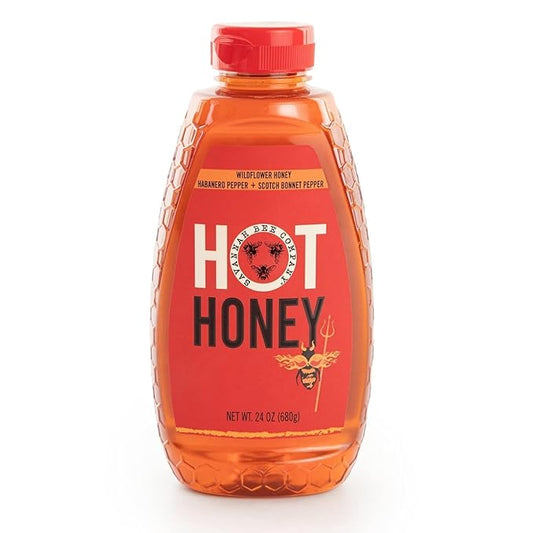 Savannah Bee Company Hot Honey Gluten Free and 100% Pure Honey Infused with Sweet Wildflower - Heat from Scotch Bonnet and Habanero Peppers 24 oz