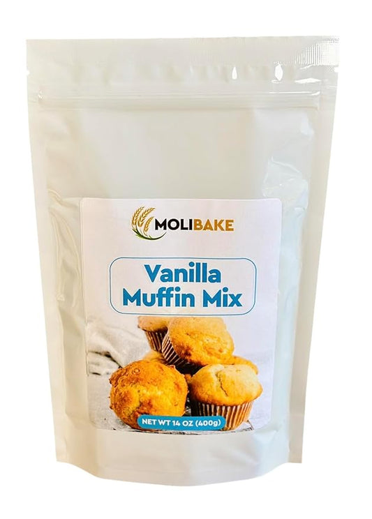 Molibake Vanilla Muffin Mix - Pack of 1 ??Premium Vanilla Muffin Baking Mix for Home Oven and Muffins Maker ??14 oz ??All-Natural Easy-to-Use Mix for Fluffy, Bakery-Style Homemade Muffins