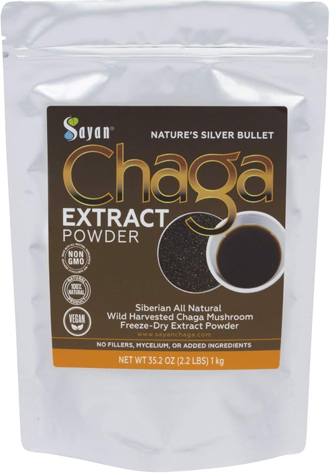 Sayan Chaga Mushroom Extract Powder (2.2 Lb) ??Freeze Dried Siberian Wild Harvested - Organic Antioxidant Tea for Immune and Digestion Support - Focus, Energy, Clarity, Wellness - No Additives