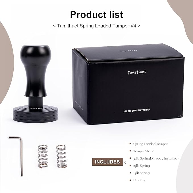 45.5mm Espresso Tamper - Professional Stainless Steel Coffee Press with Ergonomic Handle, Barista-Grade Espresso Accessories