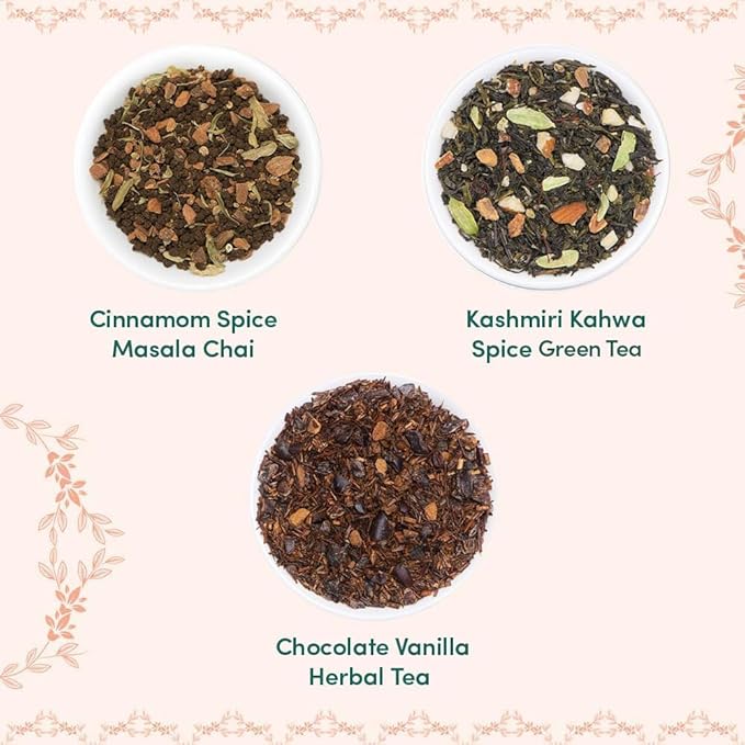 VAHDAM, BLUSH - Assorted Tea Gift Set for Women (3 Premium Teas) Tin Caddy Presentation Box | Loose Leaf | Gluten Free, Non GMO | Gifts for Her | Gifts for Women