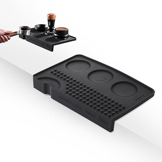 Espresso Tamping Mat for Counter - Ultra Thick Silicone Tamper Mat Coffee Bar Mat, 9.6''횞5.9'' Espresso Mat for Countertops,Fits for Baristas Home Kitchen Bar, Waterproof