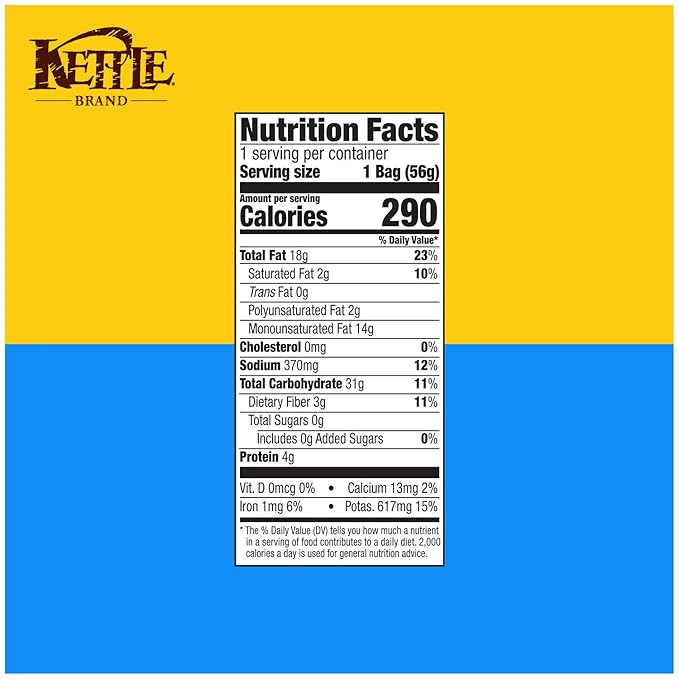 Kettle Brand Potato Chips, Salt & Vinegar Kettle Chips, Snack Bag, 2 Oz
