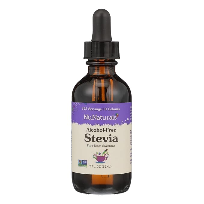 NuNaturals Liquid Stevia, Sugar-Free Sweetener, Plant-Based Sugar Substitute, Zero Calorie, Unflavored, Alcohol-Free, 2 oz