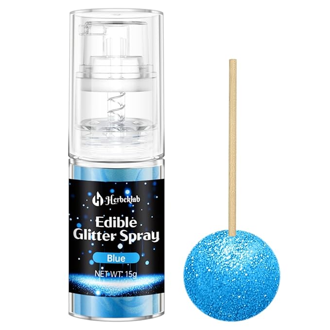 Blue Edible Glitter Spray - Herbeklab 15g Edible Glitter for Cakes, Food Grade Metallic Shimmer Powder, Edible Blue Spray for Cookie Decorating, Chocolate, Strawberries