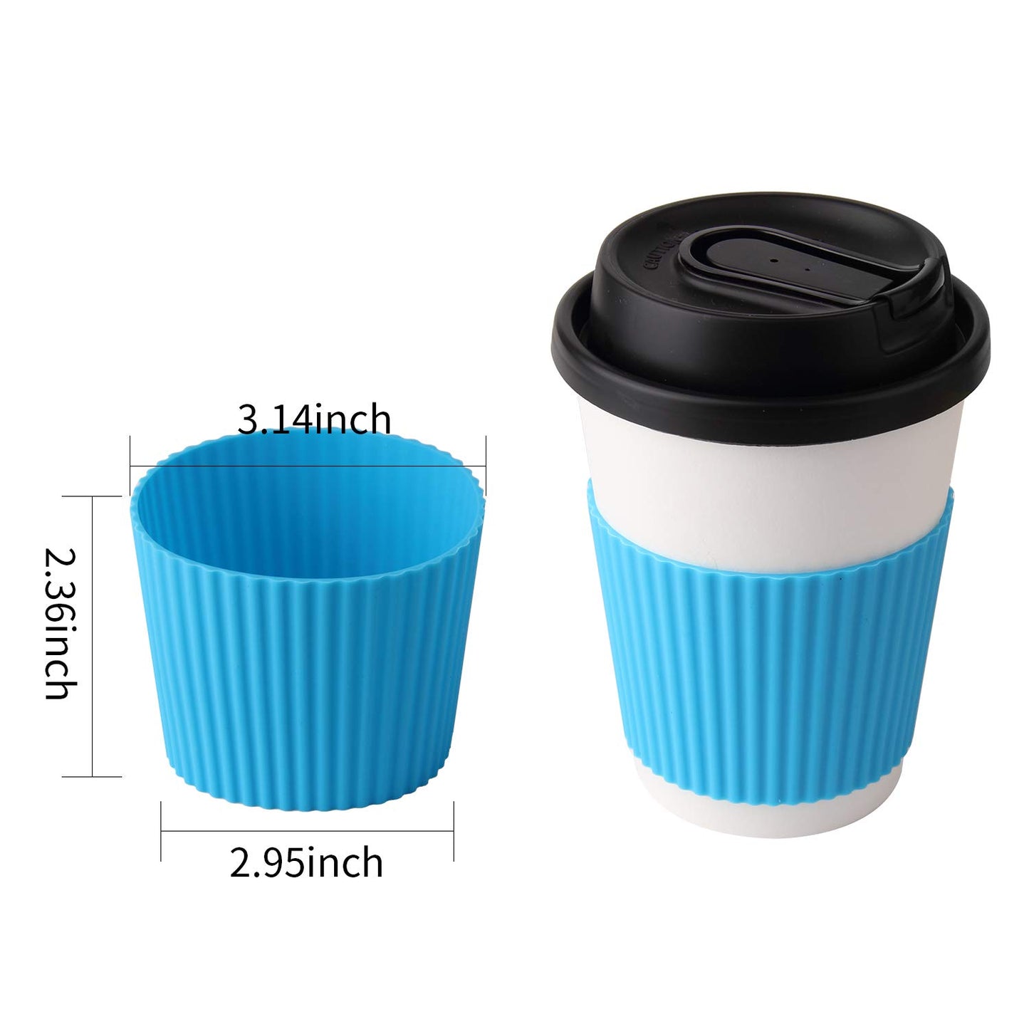 5pcs Assorted Colors Heat-resistant Silicone Nonslip Coffee Cup Sleeve,Resistant Reusable Glass