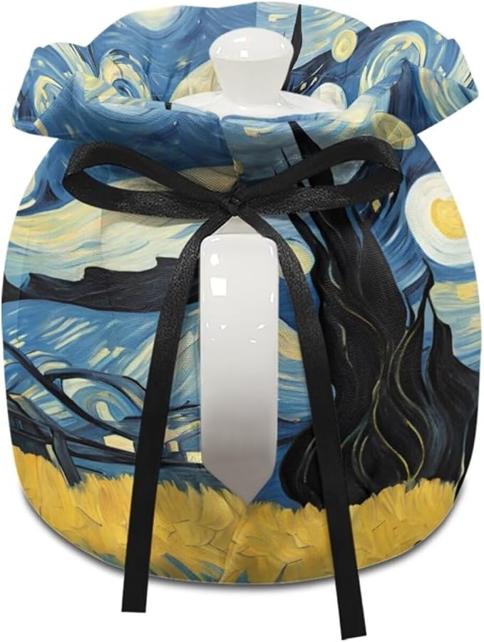 Starry Night Dog Oil Painting Breakfast Pot Cover Dust Proof Insulated Teapot Cover Keep Teapot Warm Not Easy to Pilling and Not Easy to Fade