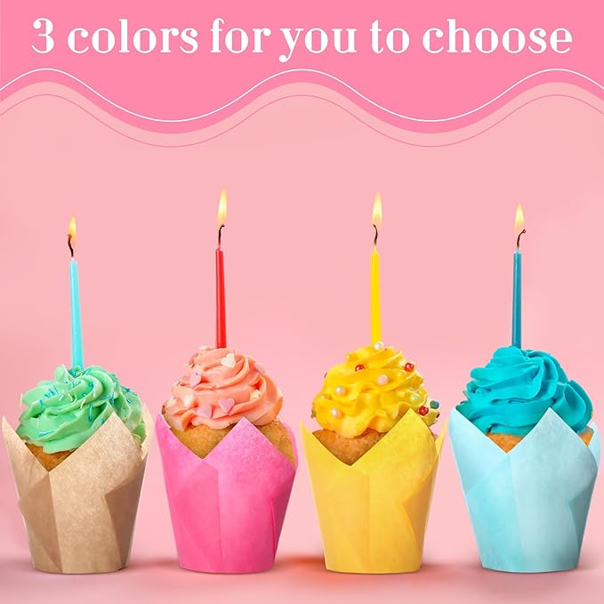 800 Pcs Tulip Cupcake Liners Baking Cups Muffin Baking Cupcake Liners Wrappers Greaseproof Tulip Cups Holders for Party Wedding Birthday Baby Showers(Solid,Vivid Style)