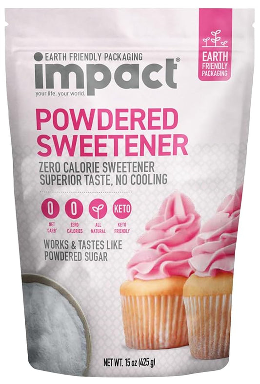 Impact Powdered Sweetener - Allulose, White Monk Fruit Blend ??Zero Calorie and Carb, Keto-Friendly, Guilt-Free Substitute for Baking & Cooking - 0.94 lbs
