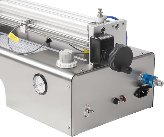 110V Horizontal Pneumatic Paste Filling Machine, 40L Semi-Automatic Paste Liquid Filling Machine with 40L Hopper, Pneumatic Dual-Use Paste Filling Machine for Cream Shampoo Liquids