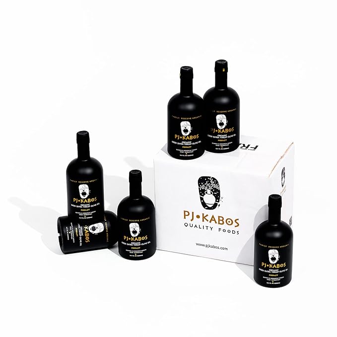 P.J. KABOS 2024/25 Harvest, Very High Phenolic (750+mg/kg), USDA Organic Greek Extra Virgin Olive Oil, Kosher, Greece, Cold Extracted, 16.9 oz Bottle, "Family Reserve Organic - Robust" (6-Pack)