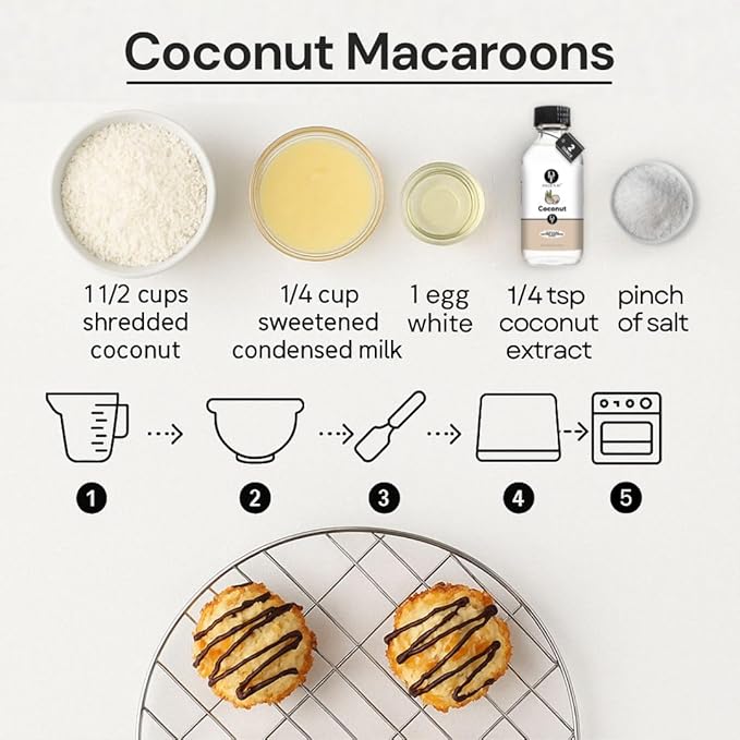 Dolce Flav Natural Coconut Extract ??2 Ounce Water-Soluble Kosher, Sugar-Free, Concentrated Tropical Coconut Flavoring for Baking, Beverages & Desserts, Includes Measured Dropper