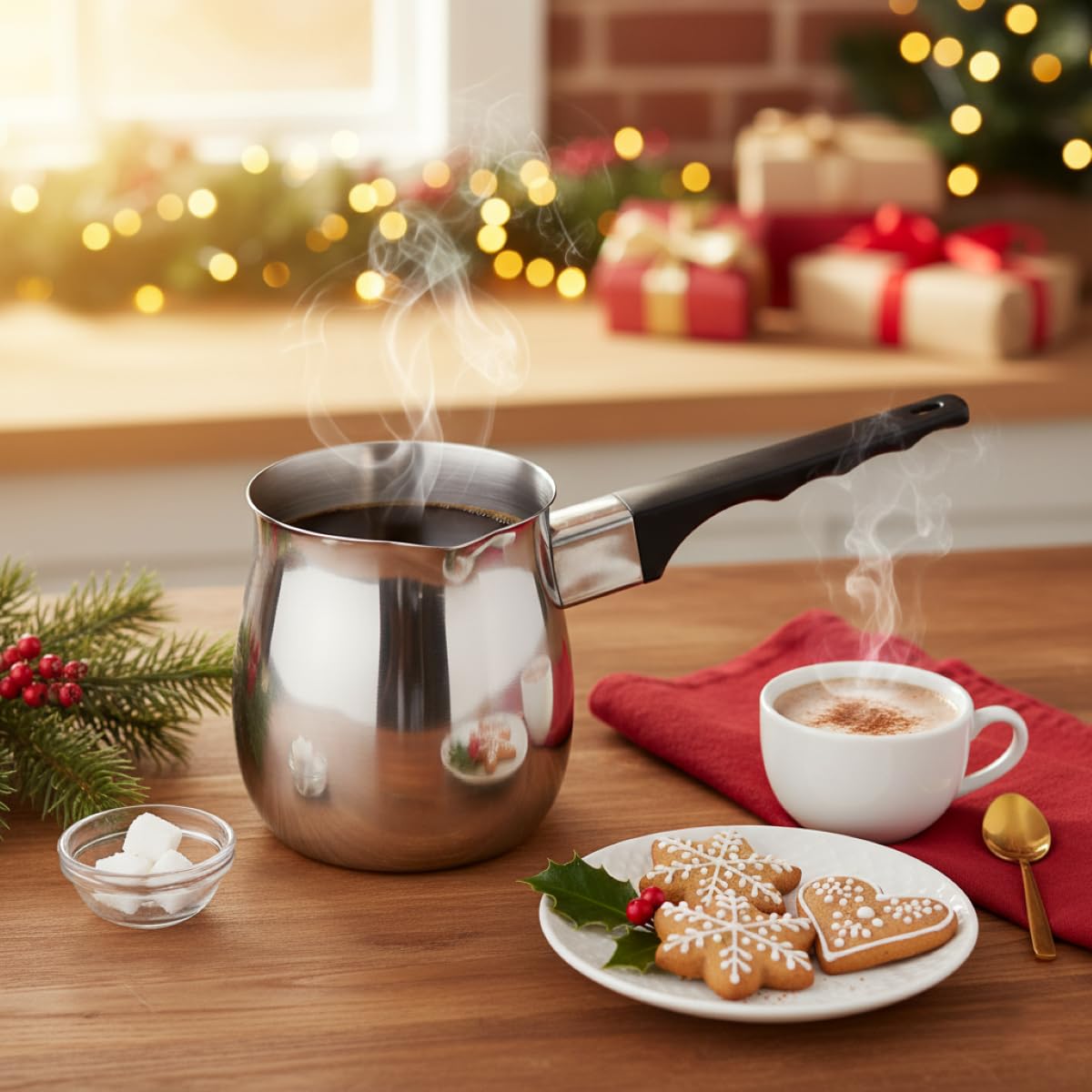 Fino Turkish Warmer Coffee Pot, Professional Quality 18/8 Stainless Steel, 24-Ounce