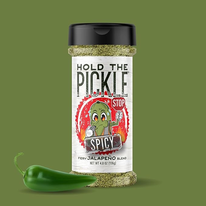 Hold The Pickle Spicy Dill Pickle Seasoning - Great for Popcorn, Organic Seasoning for Cooking, Spicy Dill Pickles Spice - Vegan, Non-GMO, Gluten Free, Kosher Certified, 4.8 Oz Shaker