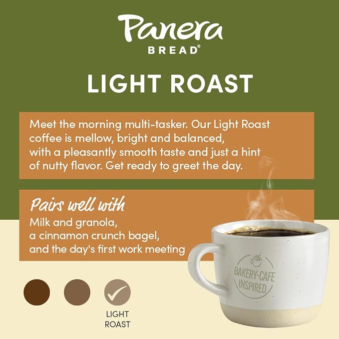 Panera Bread Light Roast Single Serve Coffee Cups, 100% Arabica Coffee, Kosher, 10 Count (Pack of 6)
