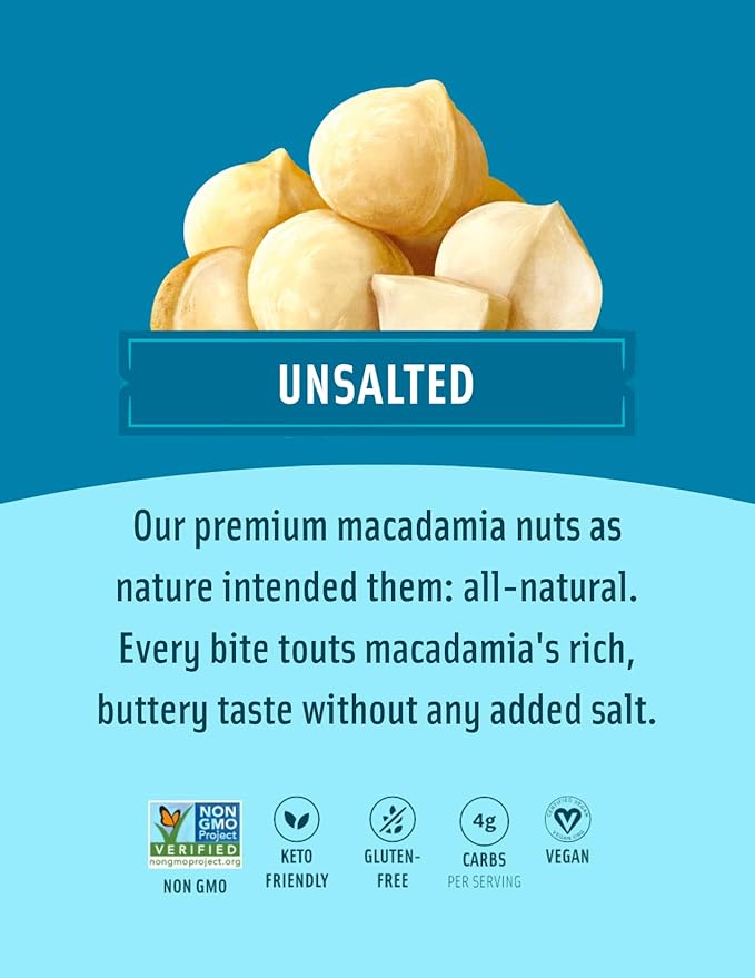 Mauna Loa Premium Hawaiian Roasted Macadamia Nuts, Unsalted Flavor 4 Oz (Pack of 6)