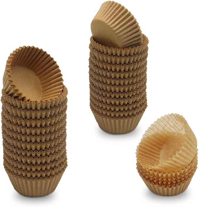 Unbleached Mini Cupcake Liners Natural Greaseproof Paper Muffin Baking Cups, 500-Count