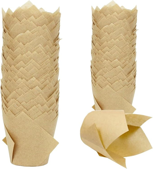 150 Pieces Tulip Cupcake Muffin Liners Paper Baking Cups Greaseproof Cupcake Wrappers for Birthday Wedding Party Baby Showers Catering Restaurants(Light Coffee)