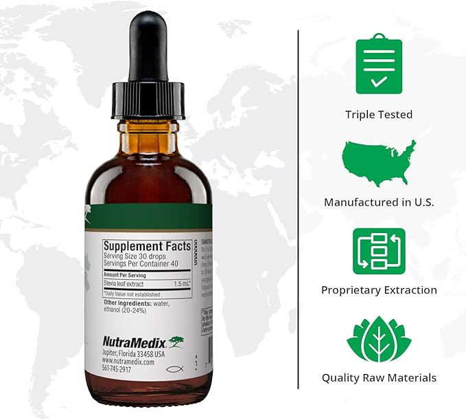 NutraMedix Sweet Leaf Stevia Liquid Drops - Sugar Free Sweetener from Pure Stevia Leaf Extract for Microbial Support - Low Carb, No Added Sugar (2 oz / 60 ml)