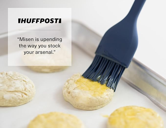 Misen Silicone Basting Brush – Dishwasher Safe, Heat-Resistant Pastry Brush – Ideal for Grilling, Baking, and Applying Sauces and Oils – High-Grade Silicone Coating - 12.4" Blue