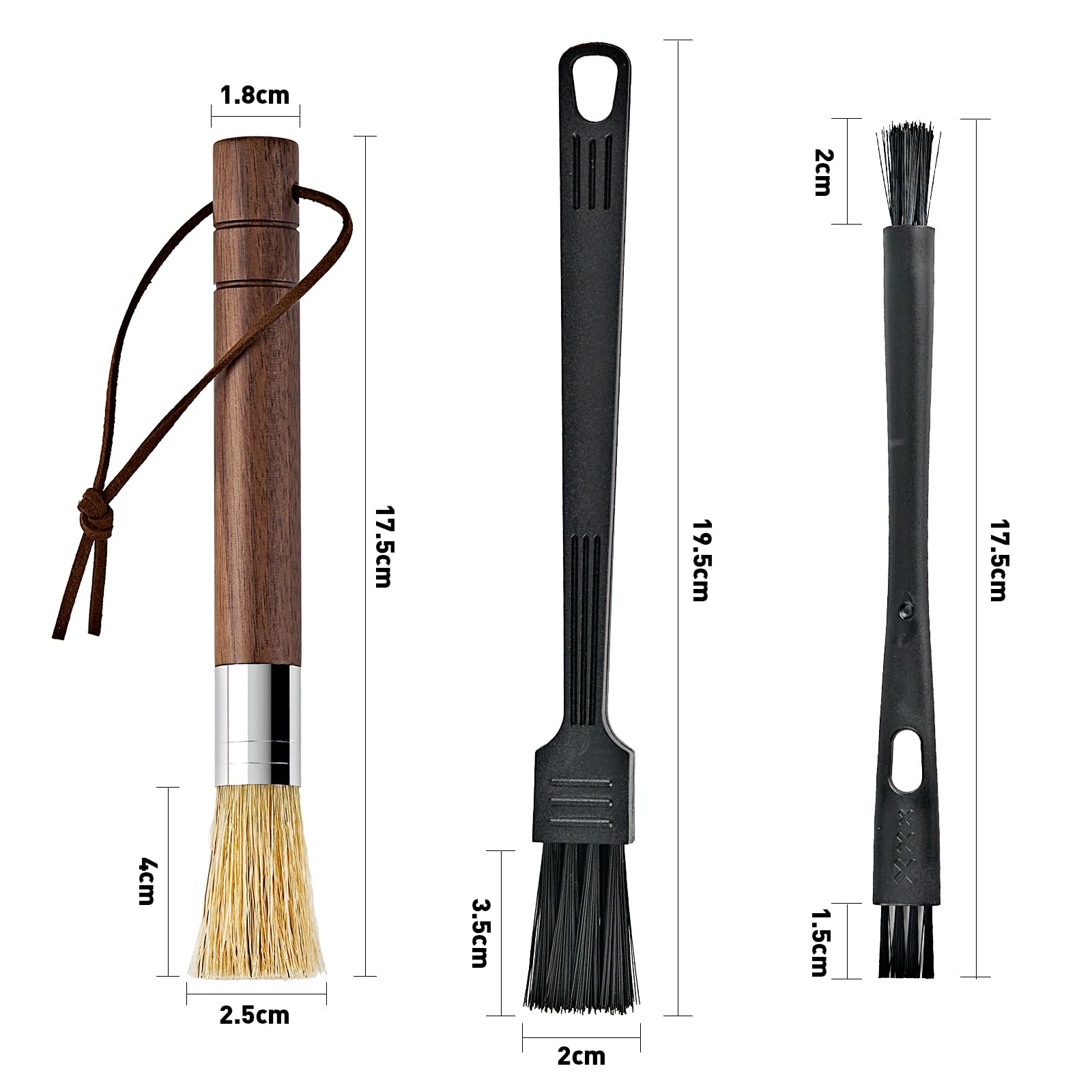 Coffee Grinder Cleaning Brush Set, Espresso Machine Brush Cleaner Tool with Walnut Wood Handle and