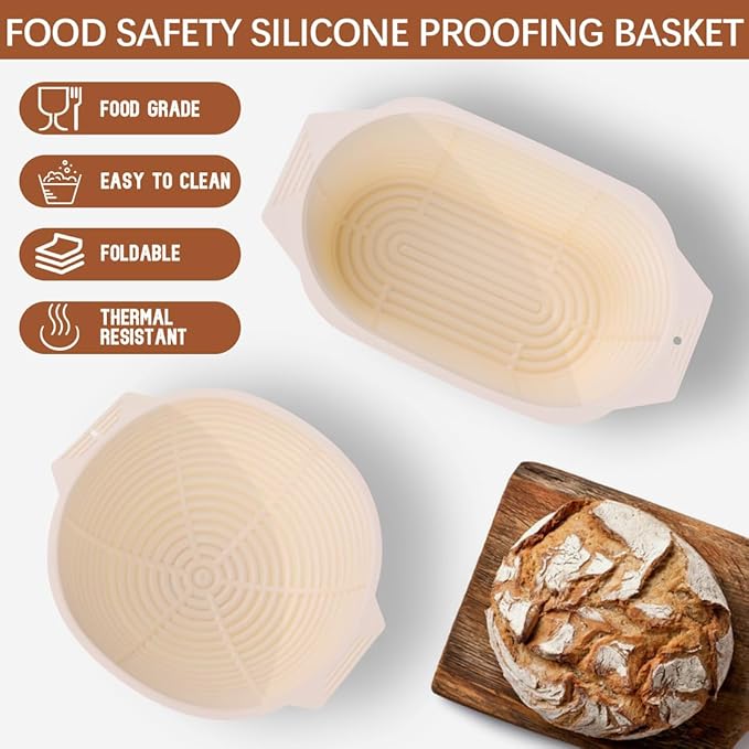 40oz Large Sourdough Starter Jar Glass Kit Wide Mouth with Silicone Bread Proofing Basket & Spatula, Aluminum Lid, Cloth Cover, Date Marked Band, Thermometer