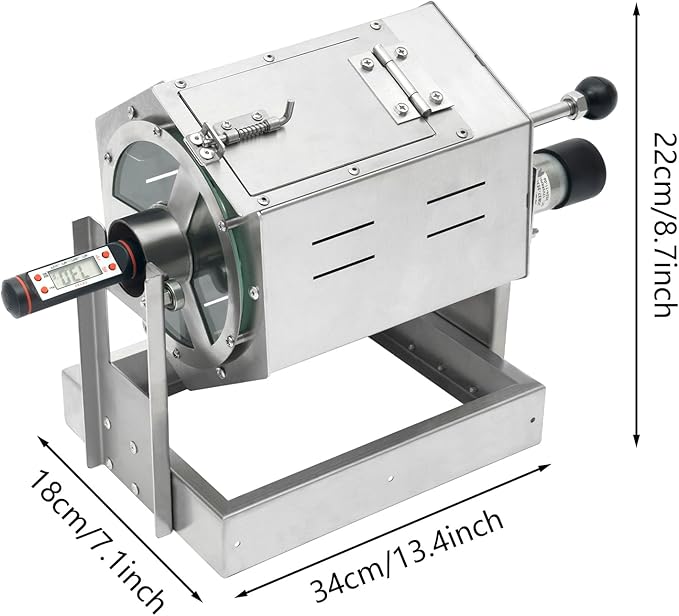 Commercial Coffee Bean Roaster 300-1200g Coffee Bean Baker Drum Type Stainless Steel Roasting Machine for Peanuts, Seeds, Nuts (Style 1)