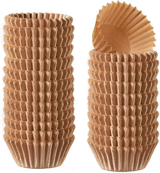 GUSTO [500 Pcs] Kraft Mini Cupcake Liners for Baking - Food Grade & Grease-Proof, Durable Baking Cups for Muffins, Cupcakes, and More - Formerly Comfy Package