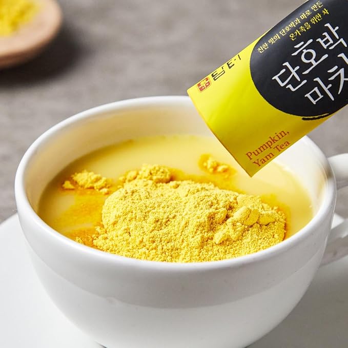 Damtuh Sweet Pumpkin with Yam Tea Powder – Korean Meal Replacement, Instant Breakfast Shake with Misugaru, 17g x 50 Sticks