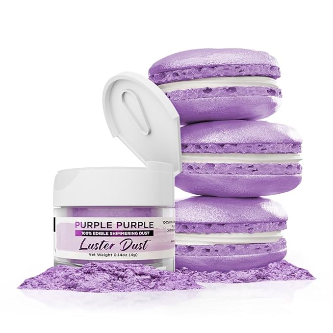 Luster Dust - Purple Purple (4g 1x Jar) | Edible Vegan Dust & Paint for Cake Decorating, Ice Cream, Desserts, Cocktails and Beverages by Bakell