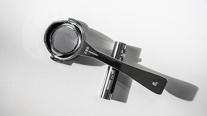 CafeSing COD 58mm Espresso Portafilter, All Stainless Steel, 180ì§?Horizontally Lay Flat, Bottomless, 2 Ears
