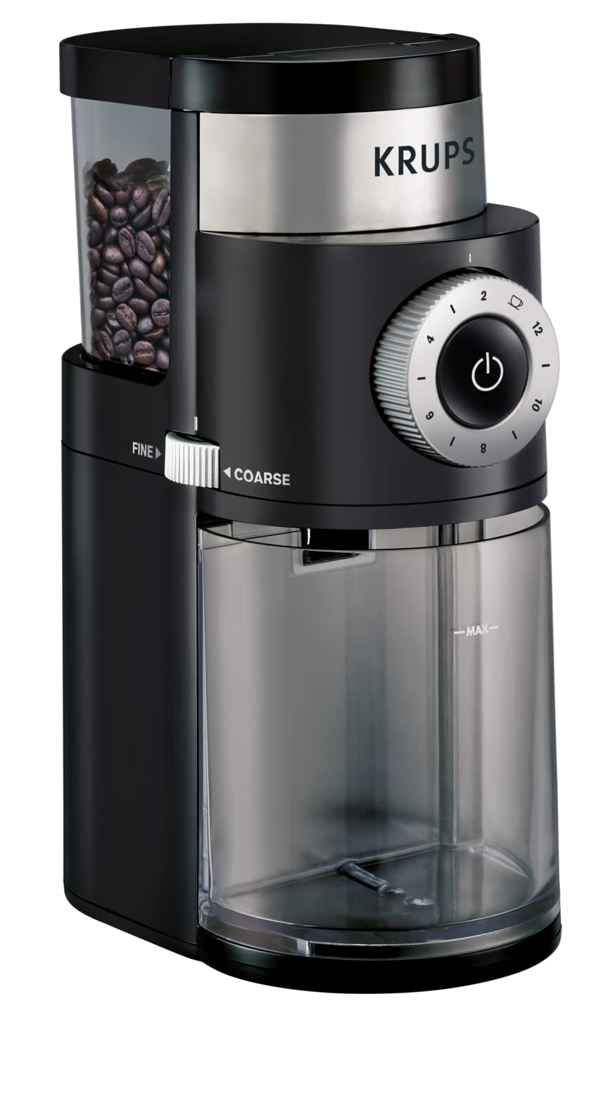 KRUPS Precision Burr Coffee Grinder: 12 Settings, 8 oz Capacity for Drip, French Press, Espresso