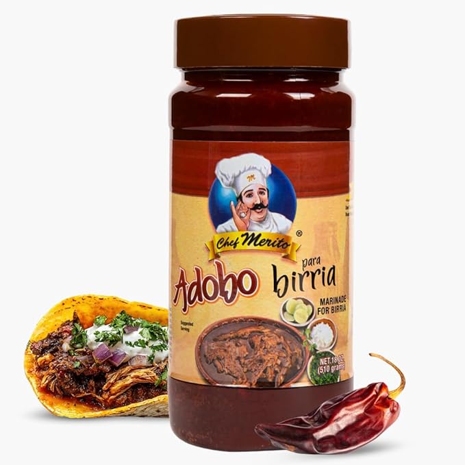 Chef Merito짰 Birria Marinade | Authentic Mexican Flavor | 14-15 Uses | Add Water or Broth | Mild Heat | Perfect for Birria Tacos & Stews | Made in USA | Trusted Since 1985 |