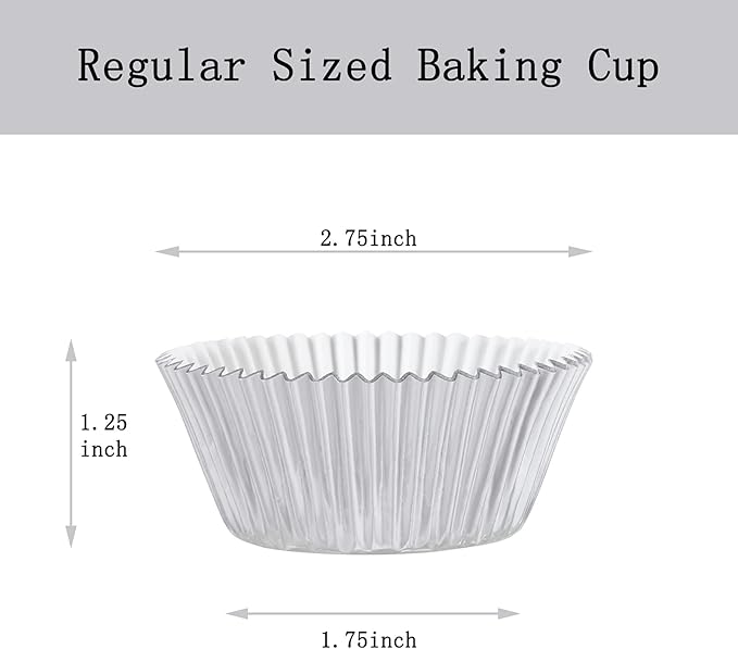 Gifbera Silver Foil Muffin Cupcake Liners/Baking Cups Standard Size, 100-Count