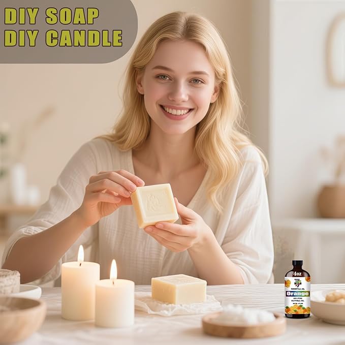Orange Essential Oil (4 oz/120 ml) ??Orange Oils for Aromatherapy, diffusers, humidifiers, Home fragrances, DIY Skincare, soap Making, DIY Candle Making, Relaxation, Yoga, and Meditation