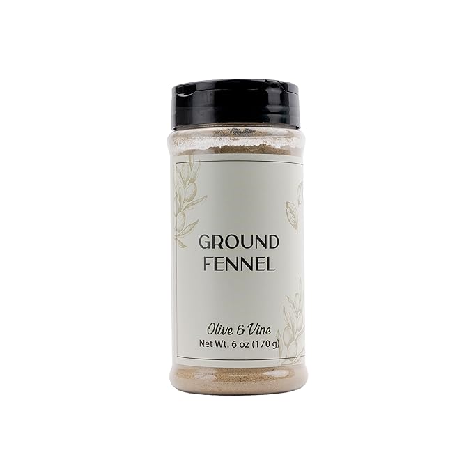 Olive & Vine Ground Fennel, Aromatic Spice, Seasoning for Sausages, Curries, and Baked Goods, with Rich Tradition, Authentic Taste, For Global Recipes (6 Ounce)