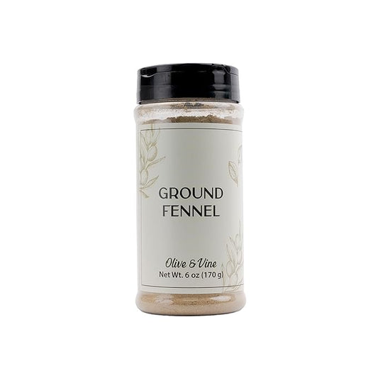 Olive & Vine Ground Fennel, Aromatic Spice, Seasoning for Sausages, Curries, and Baked Goods, with Rich Tradition, Authentic Taste, For Global Recipes (6 Ounce)