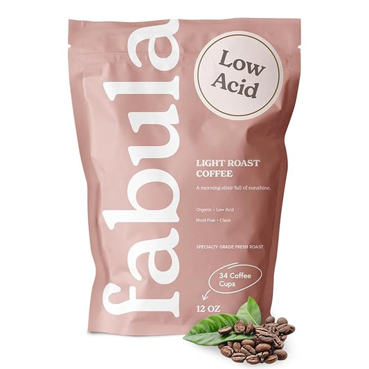 Fabula Coffee Light Roast Whole Beans - Organic - Low Acid - Single Origin - Non-GMO - Mold Free - 12 Ounces