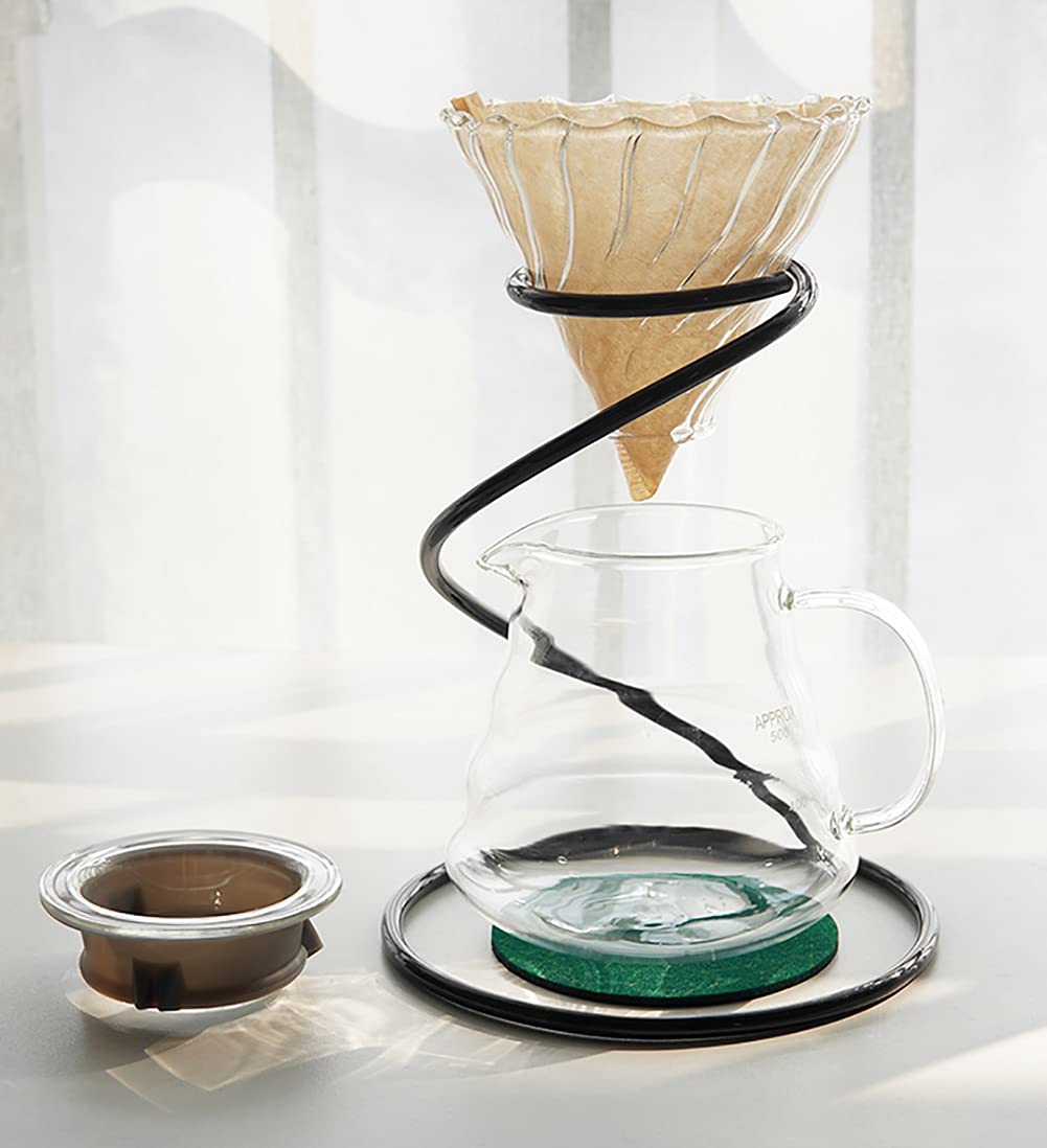 Pour Over Coffee Maker Set – Includes Glass Coffee Dripper, Metal Dripper Stand, Heat Resistance